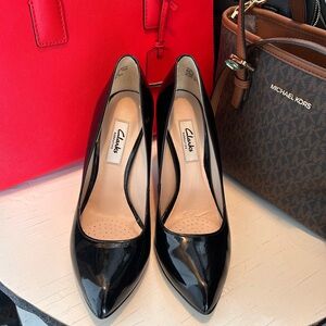 Clarks Black Patent Leather Heels